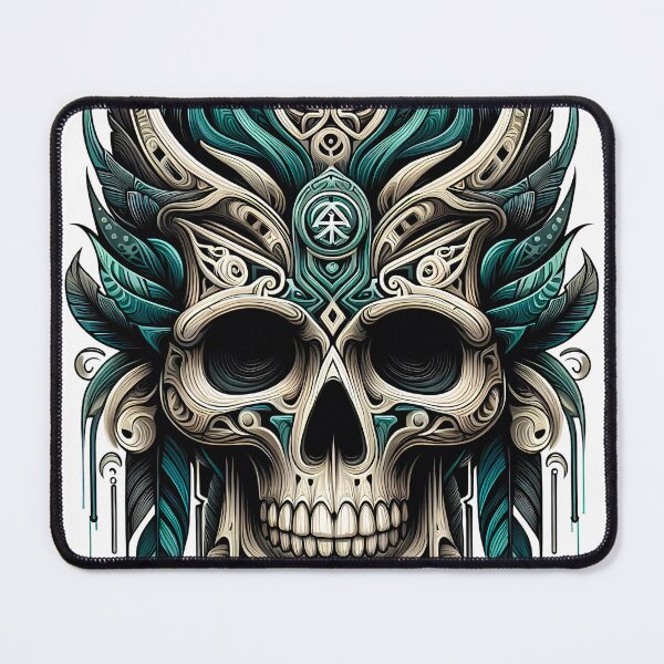 Item preview, Aztec skull in shades of green designed and sold by CollorTrend.