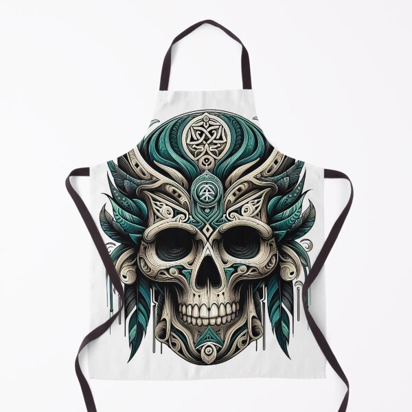 Item preview, Aztec skull in shades of green designed and sold by CollorTrend.