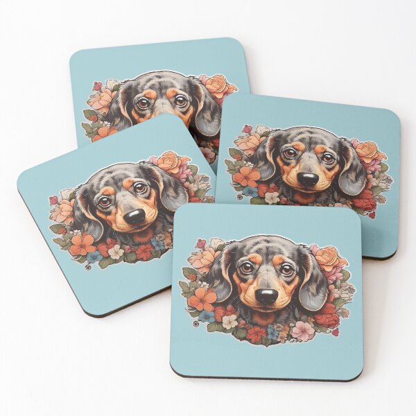 Item preview, Dachshund Face Surrounded by Flowers Floral Themed designed and sold by thecatcouch.