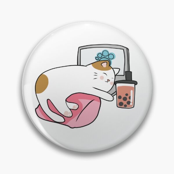 Item preview, cat drinking boba tea designed and sold by itswallcraft.