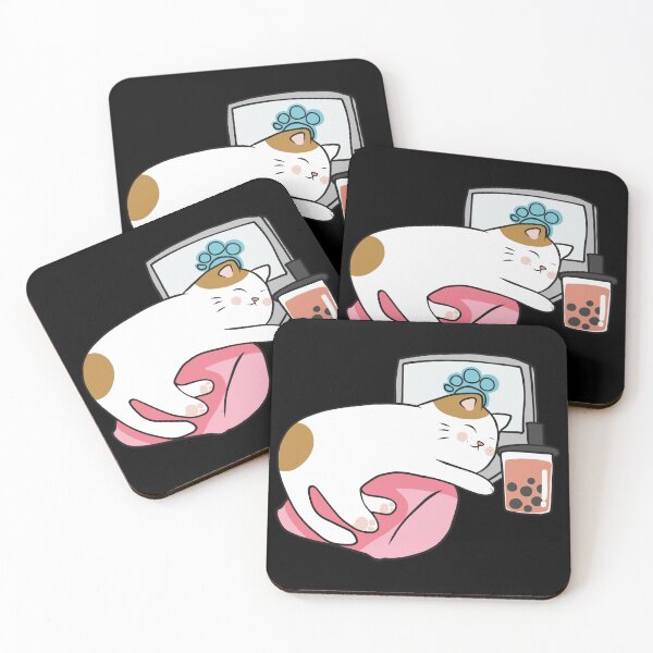 Item preview, cat drinking boba tea designed and sold by itswallcraft.