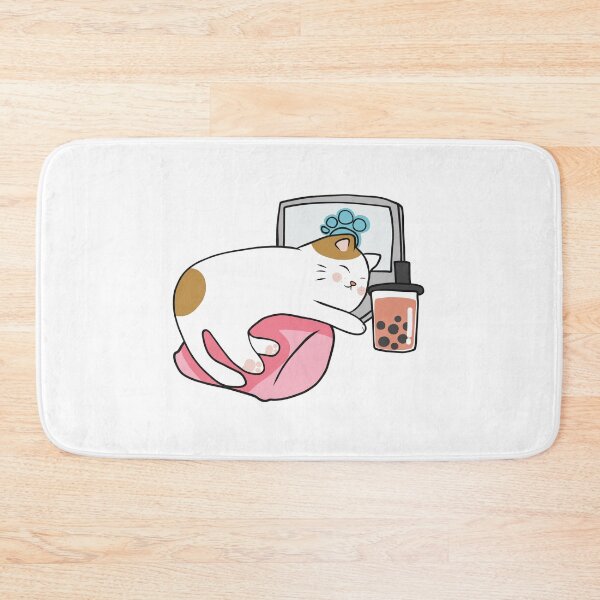 Item preview, cat drinking boba tea designed and sold by itswallcraft.