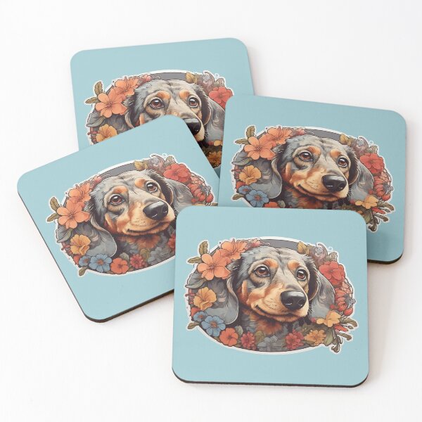 Item preview, Dachshund Face Surrounded by Flowers Floral Themed Ver 2 designed and sold by thecatcouch.