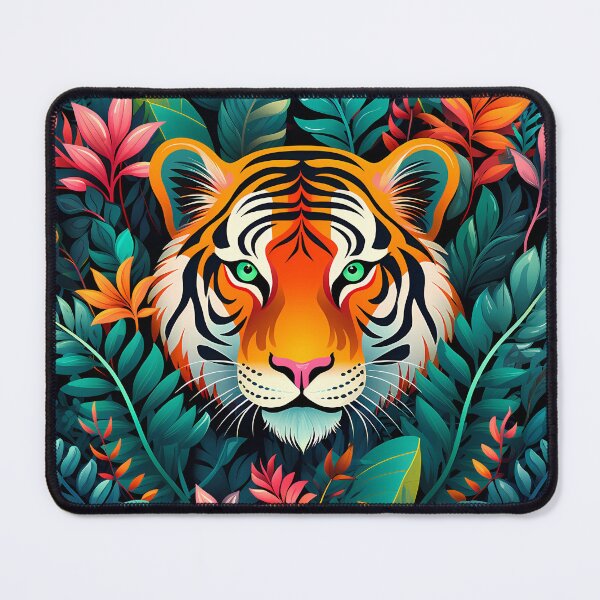 Item preview, Graphic tiger portrait in colorful leaves designed and sold by CiniAi.