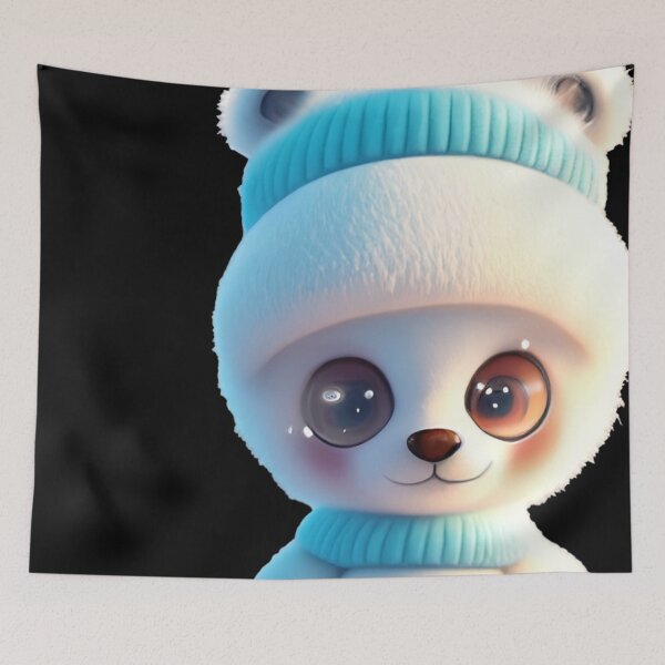 Item preview, Adorable Whimsy:White Fairy Bear in a Cozy Cyan Hat designed and sold by GranitTR.