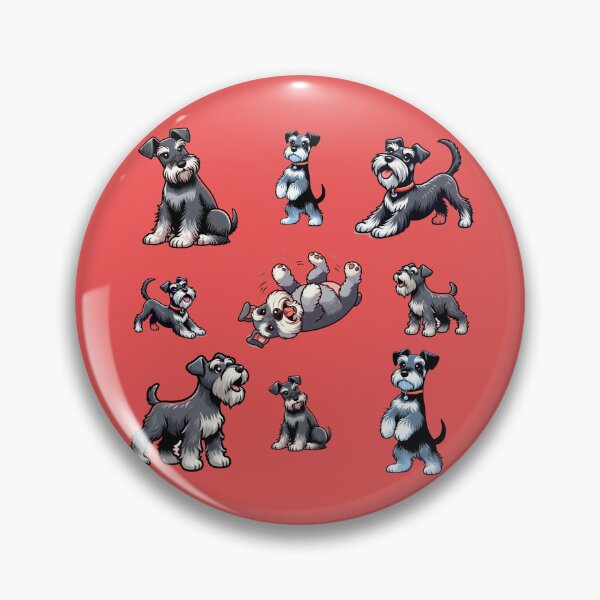 Item preview, Cartoon Miniature Schnauzers Sitting, Stretching, barking and rolling designed and sold by barksandsqueaks.