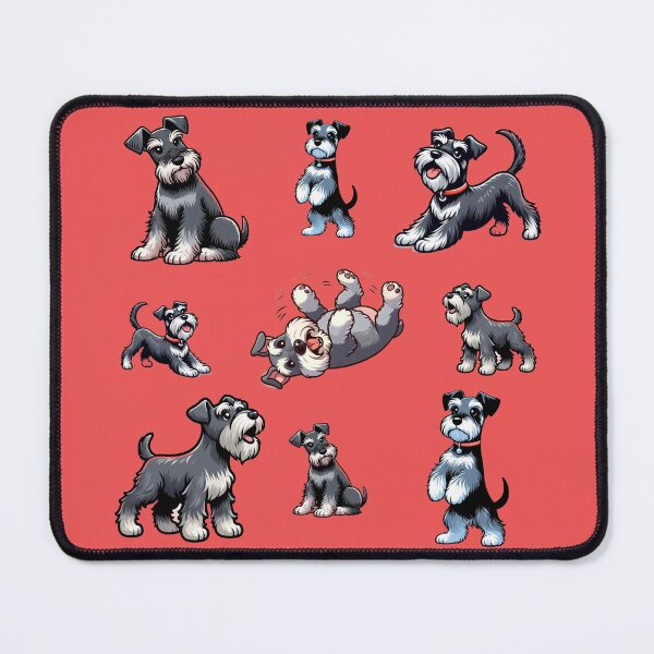 Item preview, Cartoon Miniature Schnauzers Sitting, Stretching, barking and rolling designed and sold by barksandsqueaks.