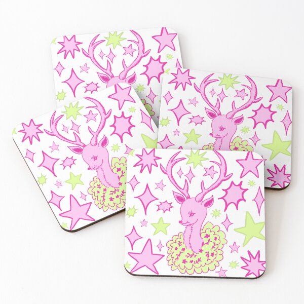 Item preview, Cute Retro Deer with Antlers, Pink and Green designed and sold by Daydreamer Alley.