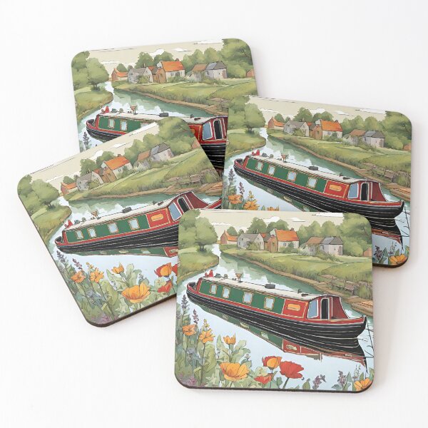 Item preview, Narrowboat just left  a canal-side village designed and sold by canal-arts.