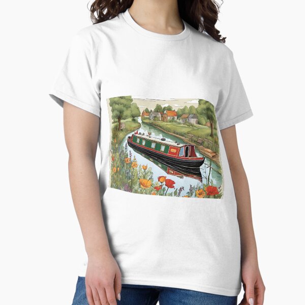 Item preview, Narrowboat just left  a canal-side village designed and sold by canal-arts.