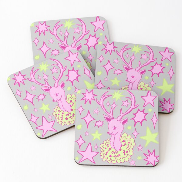 Item preview, Cute Deer with Antlers and Wreath, Pink Green and Gray designed and sold by Daydreamer Alley.
