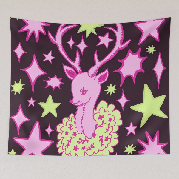 Item preview, Retro Deer, Pink Green Black designed and sold by Daydreamer Alley.