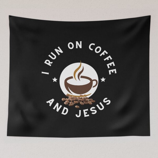 Item preview, I run on Jesus and coffe -sticker designed and sold by Faithandpattern.