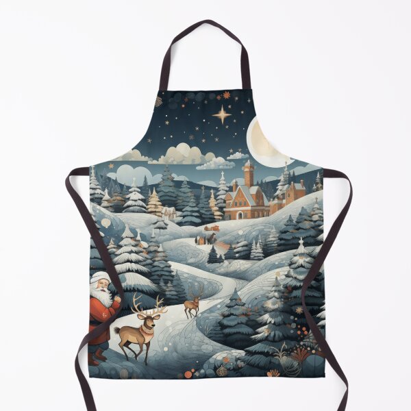 Christmas Apron for Men with Adjustable Neck, 3 Front Pockets Gift