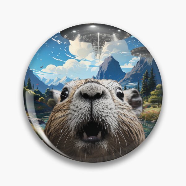 Item preview, Capybara Selfie with UFOs designed and sold by Master-Print.