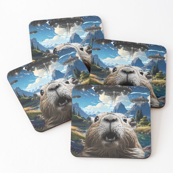 Item preview, Capybara Selfie with UFOs designed and sold by Master-Print.