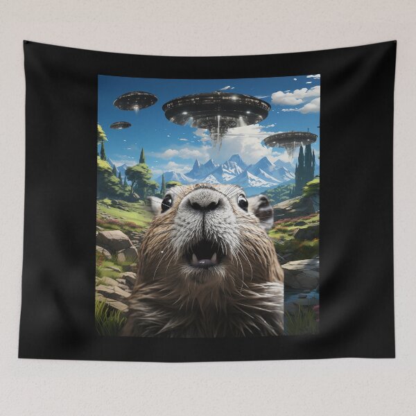Item preview, Capybara Selfie with UFOs designed and sold by Master-Print.