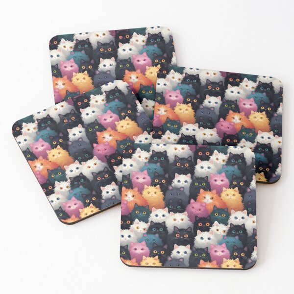 Item preview, Rainbow Fluffy Cat Tile designed and sold by Dimetruth.