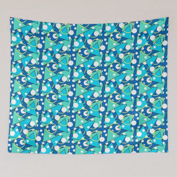 Item preview, Funky Vintage Memphis Style Design with Blue Green Triangles designed and sold by LaRoach Digital Arts.