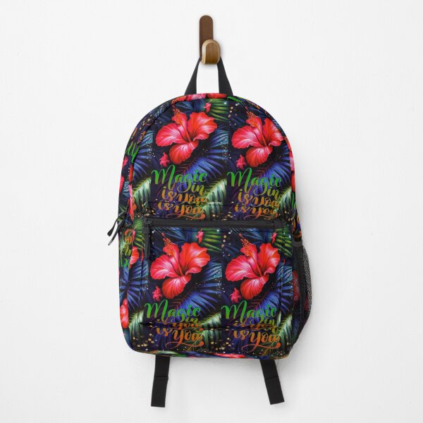Item preview, Magic is in you! A lively hibiscus flower blooming in the middle of elegant, sparkling blue palms! designed and sold by Creativesphotos.