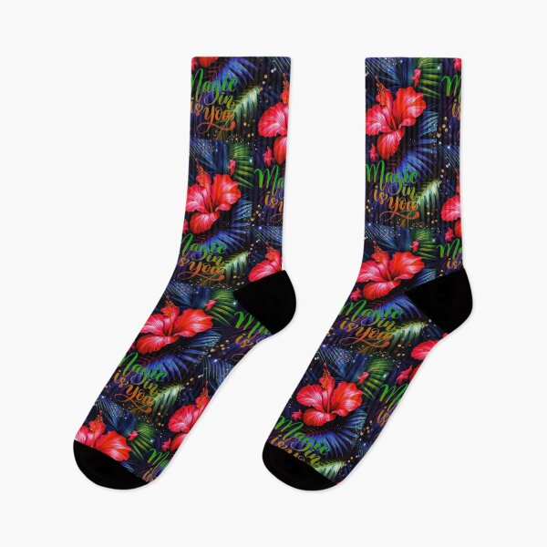 Item preview, Magic is in you! A lively hibiscus flower blooming in the middle of elegant, sparkling blue palms! designed and sold by Creativesphotos.