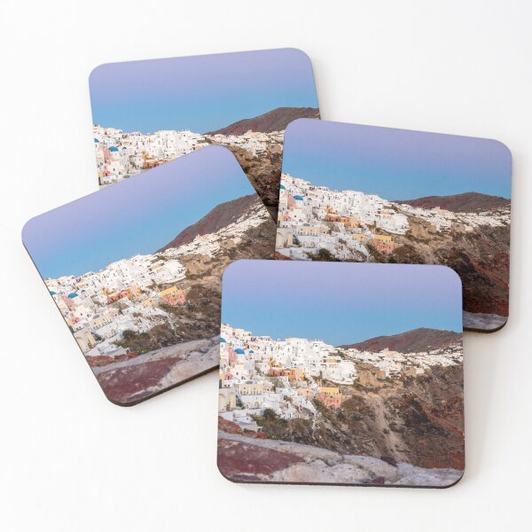 Item preview, Perfect Oia Sunset Over White Buildings, Blue Rooftops designed and sold by SafariByMarisa.