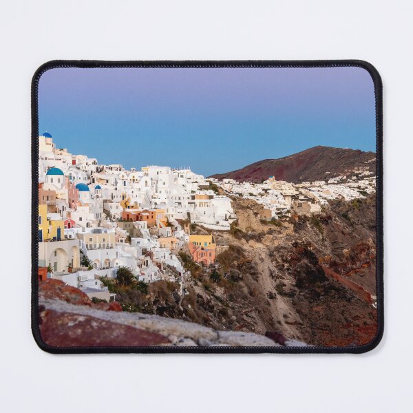 Item preview, Perfect Oia Sunset Over White Buildings, Blue Rooftops designed and sold by SafariByMarisa.