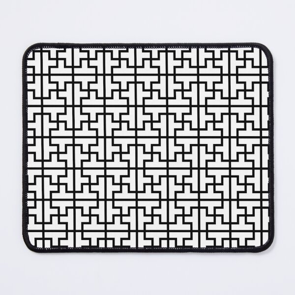 Item preview, Black White Rectangles Crosses Square Geometric Minimal Modern Celtic Chinese Lattice Pattern designed and sold by PenguinForests.