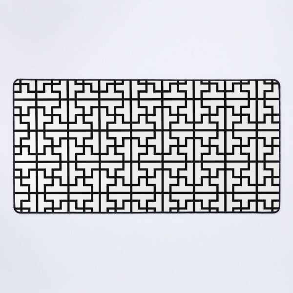 Item preview, Black White Rectangles Crosses Square Geometric Minimal Modern Celtic Chinese Lattice Pattern designed and sold by PenguinForests.