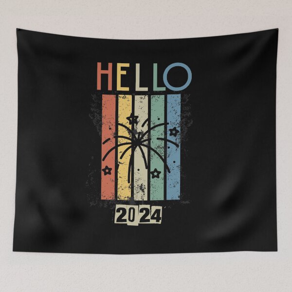 Item preview, Retro New Year Hello 2024 Vintage New Year Welcome 2024 designed and sold by OliveAndSnow.