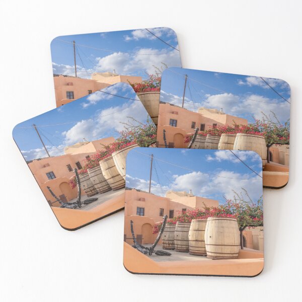 Item preview, Colorful Adobe Home Construction, Wine Barrels, Flowers, Greece designed and sold by SafariByMarisa.