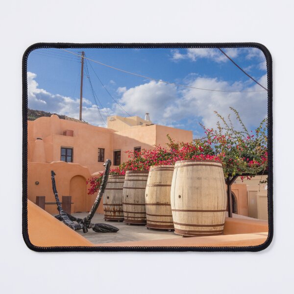 Item preview, Colorful Adobe Home Construction, Wine Barrels, Flowers, Greece designed and sold by SafariByMarisa.