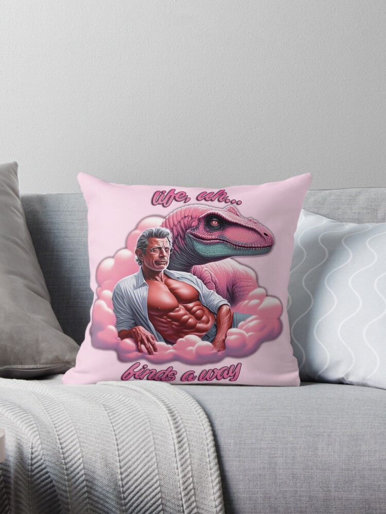 Life uh. Finds a Way Pink Ian Malcolm Pillow for Sale by liminalcandy Redbubble