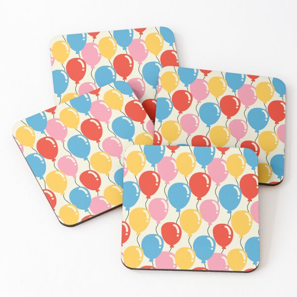 Item preview, Balloon Party Pattern (pink/red/yellow/blue) designed and sold by Design Minds Boutique.