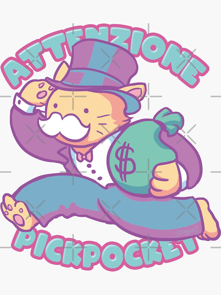 Thumbnail 3 of 3, Sticker, Attenzione Pickpocket designed and sold by piratadandi.