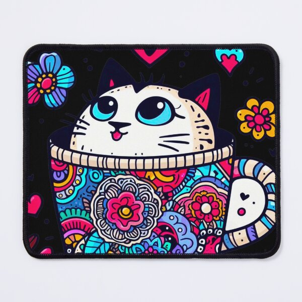 Item preview, Cat and Coffee Delight Clipart designed and sold by SYMEshop.