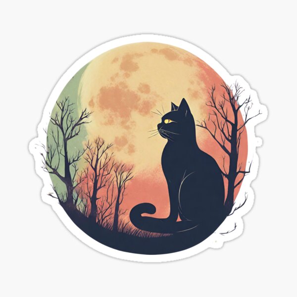 Item preview, cat and moon designed and sold by NERO gOVEDI.