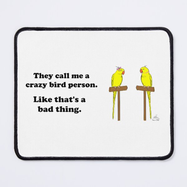 Item preview, Crazy Bird Person with Yellow Ring Neck Parrots designed and sold by Laughing Parrot Studio.