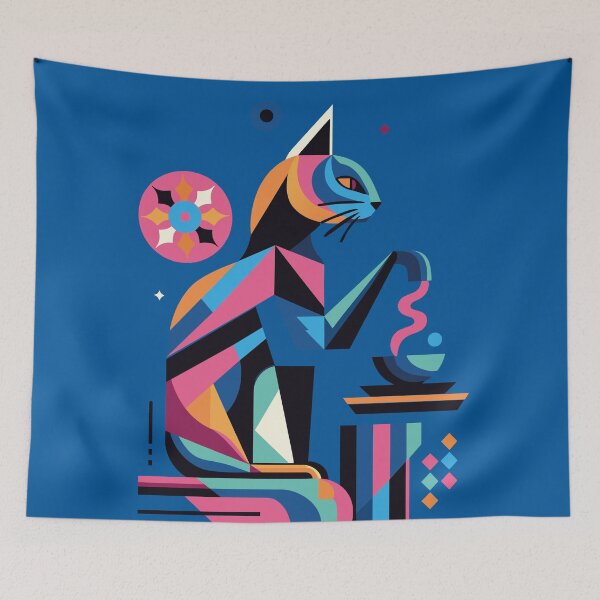 Item preview, Cosmic Feline Elegance in Geometric Chic designed and sold by kiokuso.