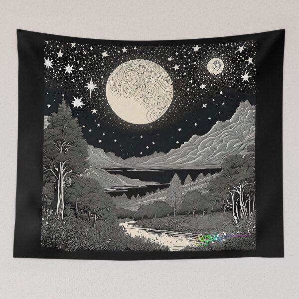 Item preview, Hippie Mountain Landscapes - Moonlit Night Magic 24 designed and sold by Benito Del Ray.