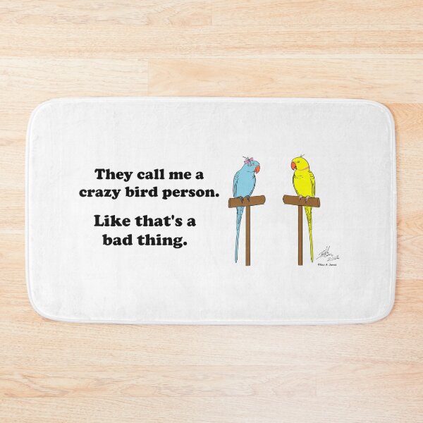 Item preview, Crazy Bird Person with Indian Ring Neck Parrots Blue and Yellow designed and sold by Laughing Parrot Studio.
