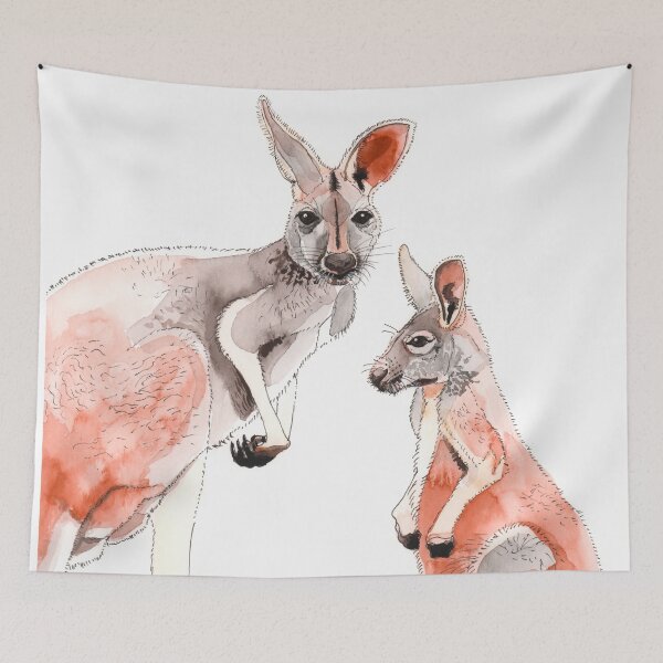 Item preview, Kangaroo Australian Fauna mother and joey designed and sold by blueidesign.