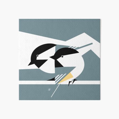 Geometric Black Capped Chickadees Art Board Print