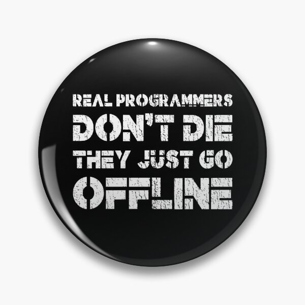 Artikelvorschau, Echte Programmierer sterben nicht, sie gehen einfach offline – Humor für Programmierer, Programmierer, Entwickler, Computeringenieure (weißes Distressed-Design) entworfen und verkauft von Spiprinto.