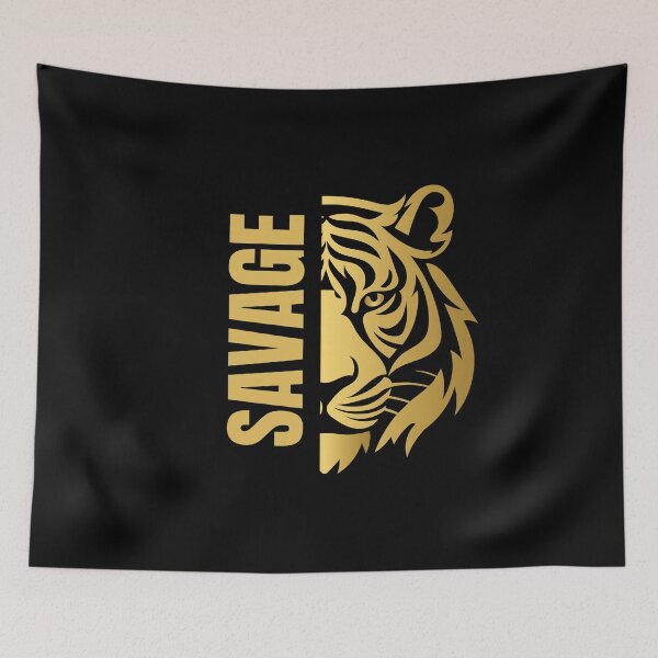 Item preview, Unleash the Wild: Half-Faced Tiger with a Savage Twist Design designed and sold by OGUZHAN-DESIGN.