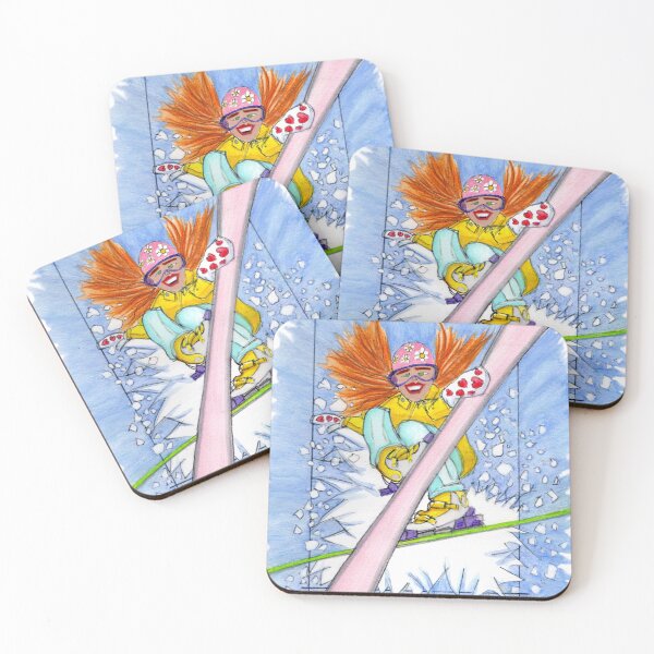 Item preview, Girl Power Free Ride Skier Shredding the Mountain Powder Snow designed and sold by DrawnToColour.