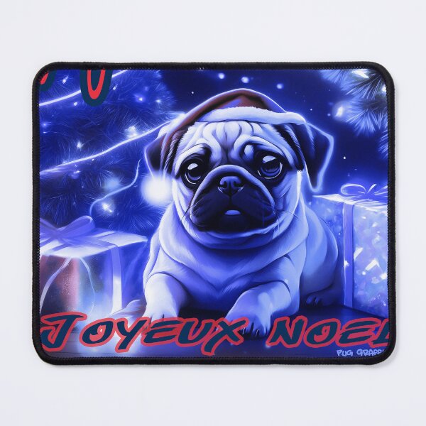 Item preview, Pug HAPPY HOLIDAYS 83 MERRY CHRISTMAS Joyeux Noël  designed and sold by RedBluffTraders.
