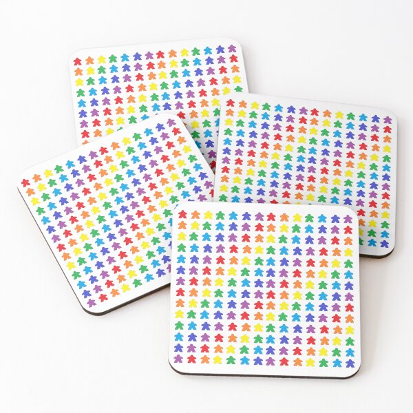 Artikelvorschau, Mini Meeple Rainbow Tabletop Pride weißer Hintergrund entworfen und verkauft von JEL-Designs.
