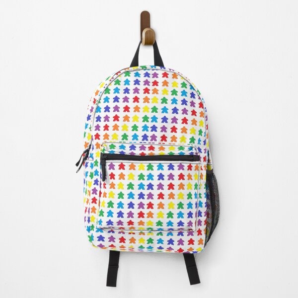 Artikelvorschau, Mini Meeple Rainbow Tabletop Pride weißer Hintergrund entworfen und verkauft von JEL-Designs.