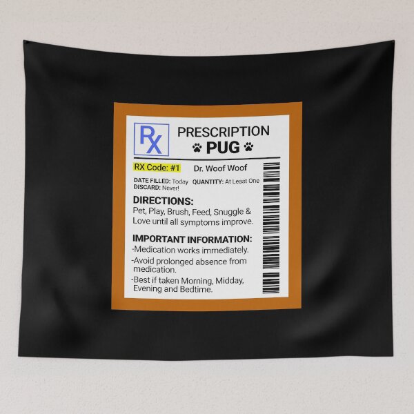 Item preview, RX Prescription Pug Funny Dog Gift  designed and sold by Guarddogdrive.